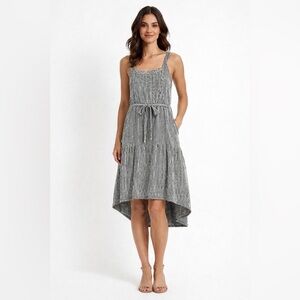 Caution to The Wind Striped Hi-Low Midi Sleeveless No Pocket Dress Estimated:S/M